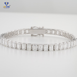 18.06 TDW Emeraude Brillant Cut 18k Or Blanc Diamant Bracelet Non Certifié Diamant Cvd/Hpht Diamant Bijoux - Product Image 4