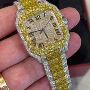 Reloj de Pulsera Mecánico de Cuerda Automática para Mujer, Modelo Elite Frost Iced Moissanite, de Acero Inoxidable, Ajustable, Tamaño Universal, con Fecha Analógica - Product Image 1