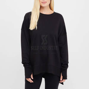 Long Sleeves <b>Women</b> <b>Longline</b> <b>Sweatshirt</b> Cotton Made In Pakistan Wholesale <b>Longline</b> <b>Women's</b> <b>Sweatshirt</b> - Product Image 1