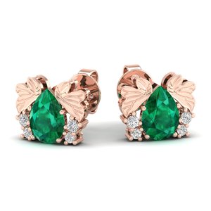 Pendientes de Botón de Oro de 14K con Diamantes Certificados por IGI, Hechos a Mano por REYES, para Mujer, Corte Pera, 1.42 Ct, Joyería con Piedras Preciosas de Esmeralda - Product Image 6