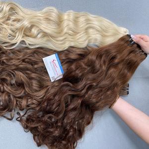 Cabello ondulado de trama de color oscuro a tono claro de longitud completa de 10-26 pulgadas listo para enviar extensión de cabello vietnamita - Product Image 4