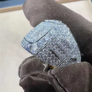 <b>Gold</b> Moissanite Hip Hop Iced Out Wedding Band <b>Ring</b> with Pave Setting <b>for</b> <b>Men</b> Women Party Engagement or Anniversary Gift - Product Image 2