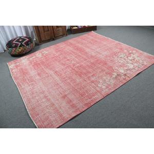 6.6x7.9 ft Turkish Rug, Vintage Rug, <b>Red</b> Check <b>Wool</b> Rug - Product Image 2
