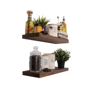 Estantes flotantes de madera de Acacia de alta calidad OEM montados en la pared para baño y sala de estar, cocina, almacenamiento, decoración para habitación, estantes colgantes - Product Image 1