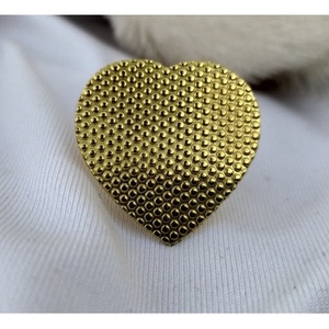 Brass Gold Plated Vintage <b>Statement</b> <b>Ring</b> Fashionable Geometric Heart Shape Pave Setting Unisex Children's Jewelry - Product Image 1