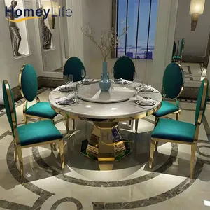 Italian Design Stainless Steel French Granite Marble Rectangle Gold Round Dining Table