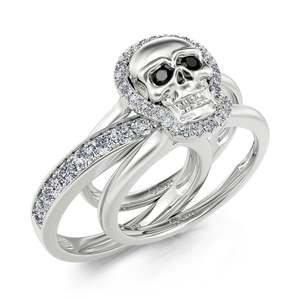 Ensemble de bagues interchangeables en argent sterling avec design de crâne Jeulia Undying Soul - Product Image 1