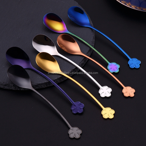 Juego de cubiertos con mango en forma de flor Multicolor Premium, cuchara de postre de té y café de Metal de latón a un precio razonable para bodas - Product Image 5