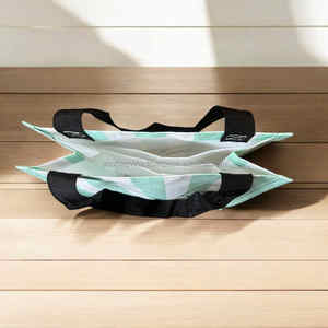 Correa de hombro mediana plegable tejida RPET ecológica impresa personalizada bolso de mano reutilizable uso diario para compras en supermercado - Product Image 4