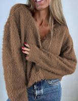 Pull décontracté pour femme, style élégant, prix abordable, qualité supérieure, respirant, anti-plis, en laine et cachemire, avec logo personnalisé, 2 attaches frontales