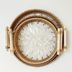 Bandeja con incrustaciones de nácar de Vietnam al por mayor, bandeja para servir duradera y elegante hecha a mano, respetuosa con el medio ambiente para cafe-SM2007 - Product Image 3