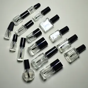 Nail Polish Bottle Matte Empty Clear Gel Glass with Bamboo Cap Custom 3ml 5ml 7ml 9ml 10ml 15ml Cosmetic Shenzhen YF