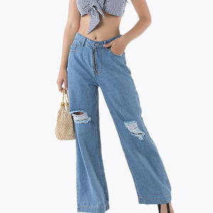 High Street Mujeres Pantalones holgados High Rise Multi Bolsillos Faded Washed Wide Leg Cargo Jeans 100% Cotton Women Jeans - Product Image 5