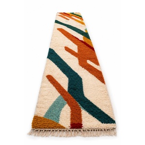 Tapis Azilal en laine fait main, lavable, antidérapant, style bohème pour la maison - Product Image 1