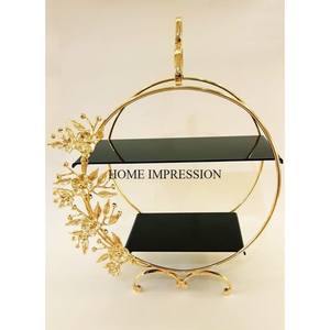 Fils métalliques plaqués or de haute qualité faits de fleurs Designer forme ronde chocolats créatifs modernes assiettes de service aux meilleurs prix - Product Image 4