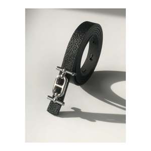 Ceinture fine pour femme avec boucle argentée, ceinture pour pantalon, ceinture pour chemise, ceinture pour veste - Noir-Argent - Product Image 6