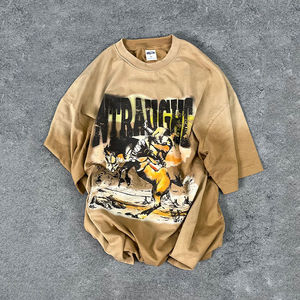 Camiseta de Algodón Personalizada de Alta Calidad para Hombre, Impresión por Serigrafía, Transpirable, de Manga Corta, Teñida con Color Personalizado - Product Image 3