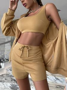 Ensembles courts à capuche avec logo personnalisé 2 pièces pour femmes de haute qualité Ensembles pour femmes Short à capuche et sweat zippé - Product Image 5