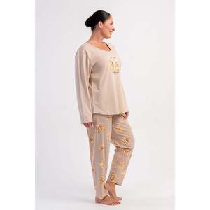 KADIN P.SUPREM XXL O YAKA UZUN KOL ETEGI OVAL PIJAMA TAKIM - สีชมพูอ่อน - สีชมพูอ่อน - Product Image 4