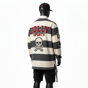 Camiseta de Rugby para Hombre de Alta Calidad, 260 GSM, Mezcla de Algodón, Paneles Horizontales de Colores, Logotipo Bordado, Tela de Lona - Product Image 5