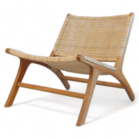 Fauteuil de relaxation en teck avec tressage en rotin, mobilier moderne pour extérieur, salle à manger, jardin, salon, cour, villa, hôtel