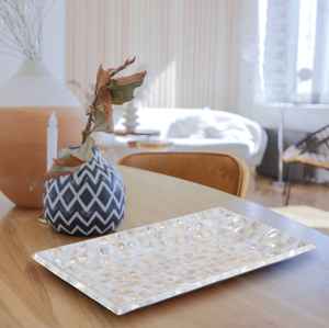 Plateau de service en nacre incrustée d'os, fait main, de qualité supérieure, design personnalisé haut de gamme pour la présentation en restaurant, usage domestique, vente en gros - Product Image 5