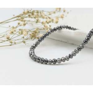 Gray Faceted Diamond <b>Bracelet</b> 3-4.5 mm Round Beads Elegant <b>Beaded</b> Bangle - Product Image 1