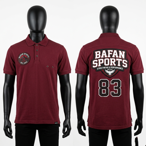 เสื้อโปโลรักบี้สีแดงเลือดหมูพรีเมียม ผ้าฝ้ายระบายอากาศดี สไตล์สตรีทแฟชั่น ออกแบบลายพิมพ์ได้ตามต้องการ เสื้อโปโลชาย - Product Image 1
