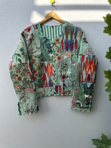 Algodón indio Vintage Kantha acolchado otoño acabado chaquetas abrigos venta al por mayor tamaño personalizado Blazers Unisex cosido a mano Hippie - Product Image 4