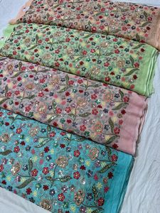 High on Demand Embroidery Georgette <b>Fabric</b> for Wedding and Party Dress From <b>Indian</b> Exporter at Affordable Price - Product Image 3