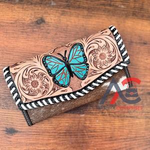 กระเป๋าคลัทช์ขนหนังวัวสีเทอร์ควอยส์ดีไซน์สวยสินค้ามาใหม่ดีไซน์สวย - Product Image 1