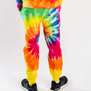 Ensemble sweat-shirt et pantalon de jogging pour homme, imprimé tie-dye arc-en-ciel, en molleton, deux pièces, coupe ajustée, décontracté, athlétique, pour l'entraînement, avec cordon de serrage - Product Image 4