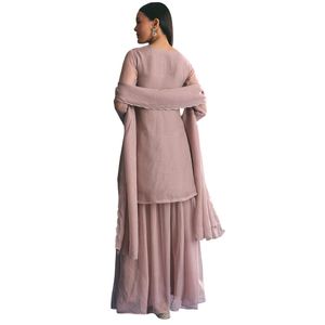 Lavanda Organza Kurta Palazzo Traje con Zardosi Trabajo Venta al por mayor Mujeres Ropa étnica OEM Fábrica de ropa Proveedor a granel Personalizado - Product Image 5