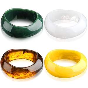 Pulseras gruesas de resina acrílica para niñas Brazaletes de moda hechos a mano coloridos Lote de joyería al por mayor - Product Image 3