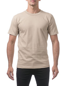 Men's <b>Khaki</b> Color 100% Cotton Sport Performance Tee Shirt Comfort Short-Sleeve Round Neck Plain T-Shirt - Product Image 4
