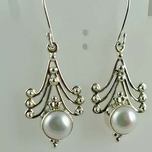 Pendientes Hechos a Mano de Plata de Ley 925 con Perlas de Agua Dulce, Regalo de Piedra de Nacimiento de Junio, Joyería Boho para Mujer, Navidad, Día de San Valentín - Product Image 3