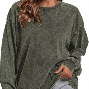 Vente en gros d'usine Sweat-shirts personnalisés pour femmes en coton délavé à l'acide Côtelé blanchi Vintage Streetwear Hiver Respirant Écologique - Product Image 1
