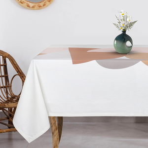 Diseño Simple Textil para el hogar Blanco Multicolor Impreso Mantel 100% Algodón Tejido 210 Gsm Tamaño 130X180 cm Hecho EN LA India - Product Image 1