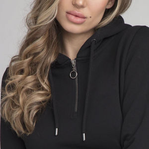 Sudaderas de moda para mujer Sudadera con capucha de manga larga Jersey Casual Sexy Color sólido Sudaderas con capucha Crop Tops Algodón para mujer - Product Image 2