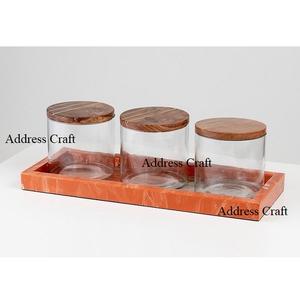 Plateau en résine avec logo personnalisé de haute qualité avec bois acrylique prix de gros plateau de service collations maison et cuisine à l'adresse artisanat - Product Image 2