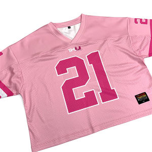 Camiseta de fútbol americano totalmente personalizable, uniforme de sublimación elegante con mangas cortas, característica transpirable - Product Image 3