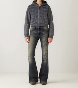 Sudaderas Extra Grandes de Algodón Grueso con Lavado Ácido Vintage, Decoradas con Pedrería, Estilo Urbano Desgastado para Hombre - Product Image 6