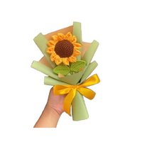 Bouquet de tournesols artificiels au crochet, fait main, style bohème indien, en laine écologique