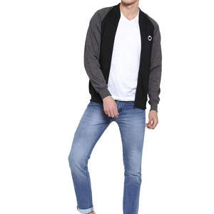 Chaqueta de lana con cremallera de lona impermeable para hombre, manga larga en negro y gris oscuro, cuello levantado, estilo para exteriores - Product Image 4