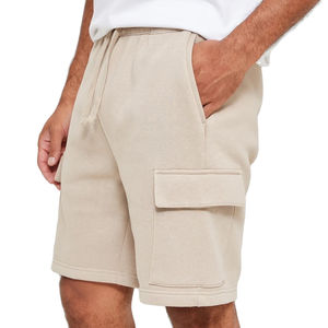 2024 été hommes coton Cargo Shorts 6 poches couleur unie survêtement bouton décoration Style décontracté Camouflage motif pour la plage - Product Image 3