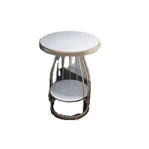 Nouvelle arrivée Table d'appoint carrée en bois avec structure en fil de fer Table basse moderne à base de grille en métal blanc - Product Image 4