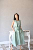 Robe d'été sans manches en lin, convertible multi-positions, grande taille, longueur midi avec ceinture et poches