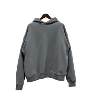 Custom Manufacturer Embroidery Distressed Hoodie <b>Rhinestone</b> Zip up <b>Jacket</b> Acid Wash Vintage Washed Men Fleece Streetwear Hoodies - Product Image 3