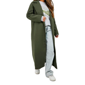 Manteau d'hiver élégant de haute qualité en laine mélangée respirante écologique vert olive long pour femmes pour la mode de tous les jours - Product Image 6