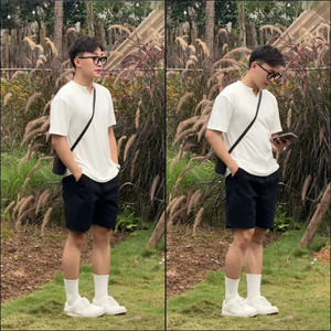 NH58 Casual drawstring waist shorts made from soft stretchy cotton twill featuring button <b>detaiL</b> & a cool breathable summer fit - Product Image 4